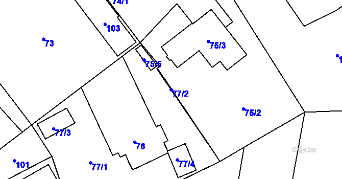 Parcela st. 77/2 v KÚ Dolní Chodov, Katastrální mapa