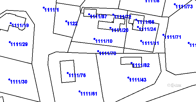 Parcela st. 1111/70 v KÚ Dolní Chodov, Katastrální mapa