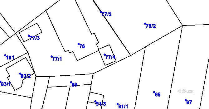 Parcela st. 77/4 v KÚ Dolní Chodov, Katastrální mapa