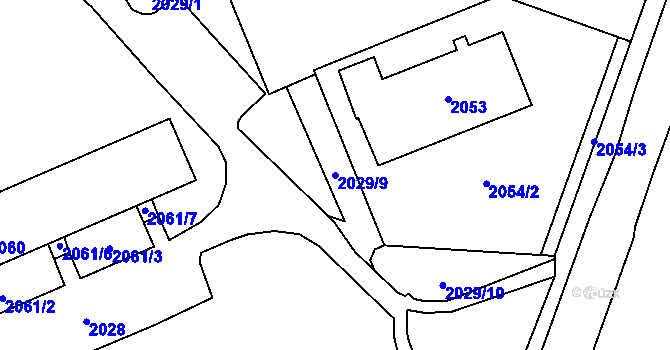 Parcela st. 2029/9 v KÚ Dolní Chodov, Katastrální mapa