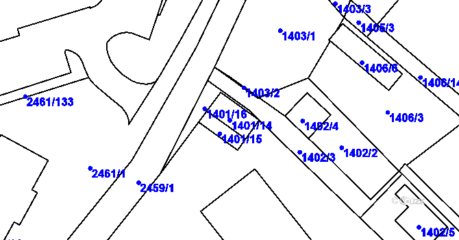 Parcela st. 1401/14 v KÚ Dolní Chodov, Katastrální mapa