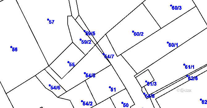 Parcela st. 54/7 v KÚ Dolní Chodov, Katastrální mapa