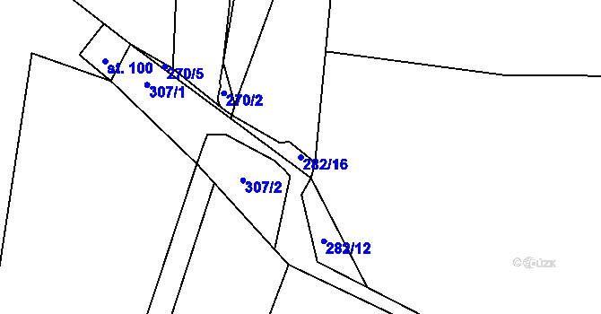 Parcela st. 282/16 v KÚ Dolní Kramolín, Katastrální mapa