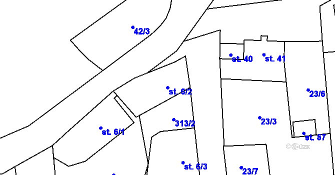 Parcela st. 6/2 v KÚ Dolní Kramolín, Katastrální mapa