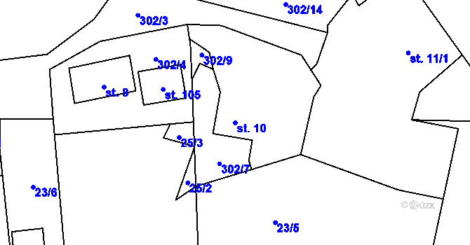 Parcela st. 10 v KÚ Dolní Kramolín, Katastrální mapa