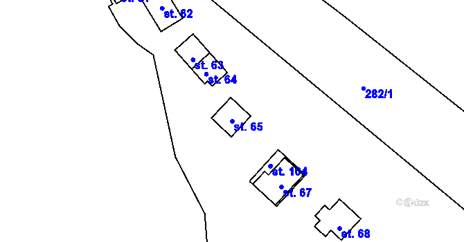 Parcela st. 65 v KÚ Dolní Kramolín, Katastrální mapa
