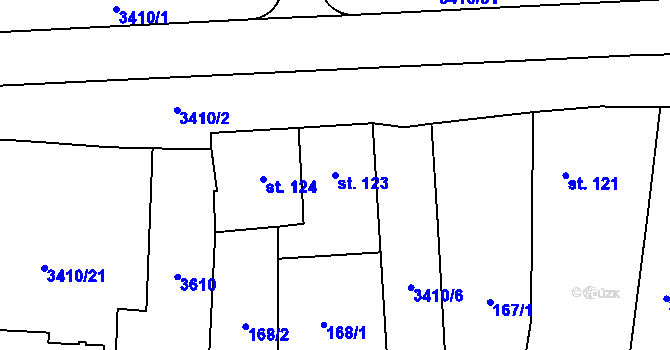 Parcela st. 123 v KÚ Chodová Planá, Katastrální mapa