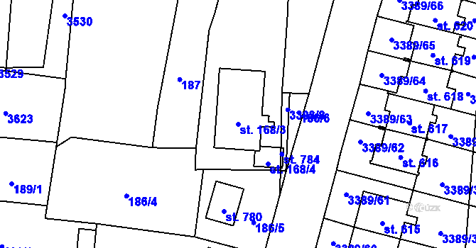 Parcela st. 168/3 v KÚ Chodová Planá, Katastrální mapa