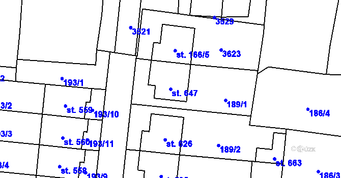 Parcela st. 647 v KÚ Chodová Planá, Katastrální mapa