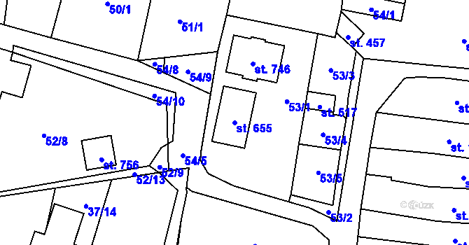 Parcela st. 655 v KÚ Chodová Planá, Katastrální mapa