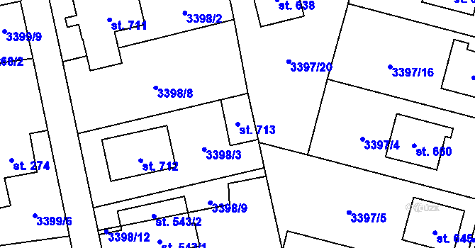 Parcela st. 713 v KÚ Chodová Planá, Katastrální mapa
