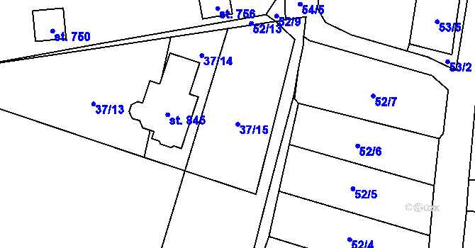 Parcela st. 37/15 v KÚ Chodová Planá, Katastrální mapa