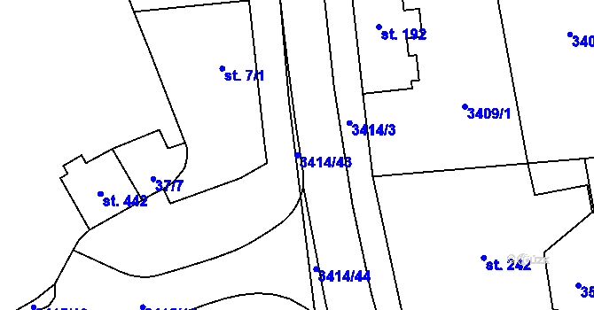 Parcela st. 3414/43 v KÚ Chodová Planá, Katastrální mapa