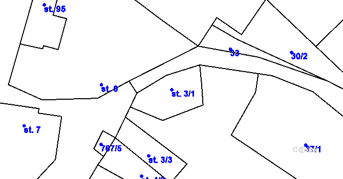 Parcela st. 3/1 v KÚ Chodovlice, Katastrální mapa