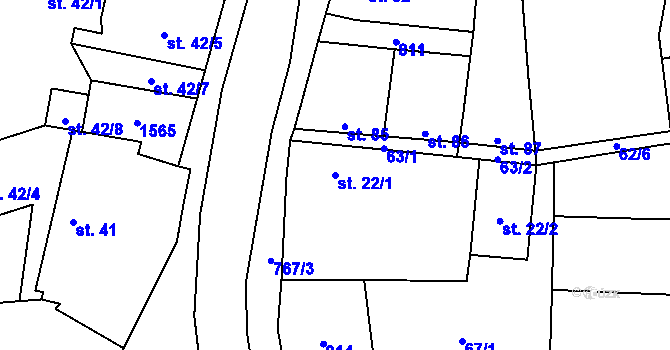Parcela st. 22/1 v KÚ Chodovlice, Katastrální mapa