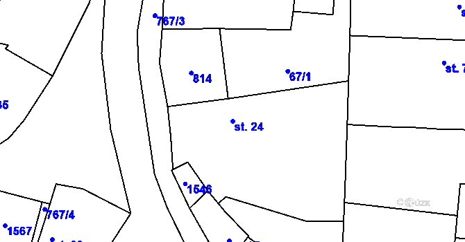 Parcela st. 24 v KÚ Chodovlice, Katastrální mapa