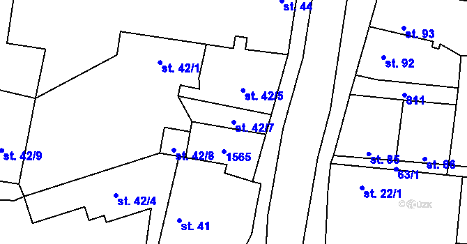 Parcela st. 42/7 v KÚ Chodovlice, Katastrální mapa