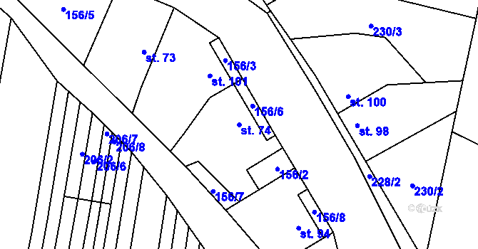 Parcela st. 74 v KÚ Chodovlice, Katastrální mapa