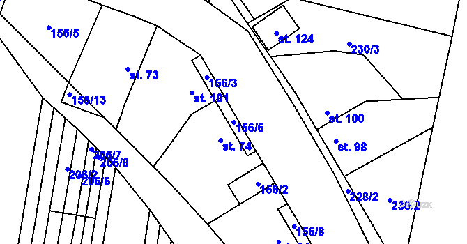 Parcela st. 156/6 v KÚ Chodovlice, Katastrální mapa