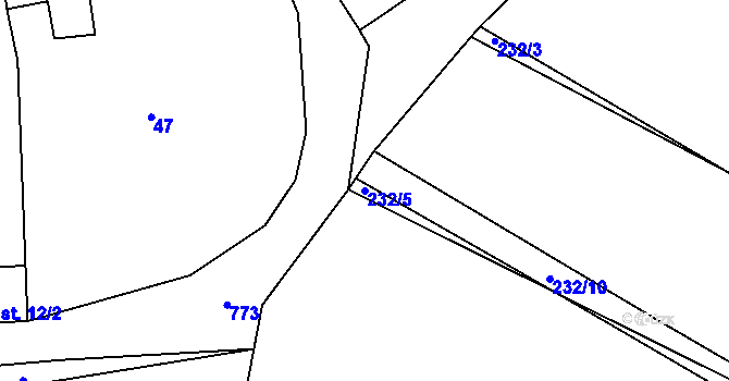 Parcela st. 232/5 v KÚ Chodovlice, Katastrální mapa