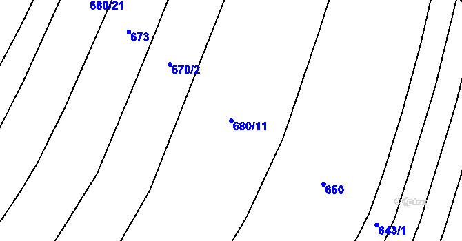 Parcela st. 680/11 v KÚ Chodovlice, Katastrální mapa