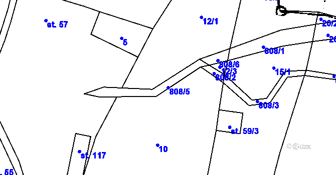 Parcela st. 808/5 v KÚ Chodovlice, Katastrální mapa