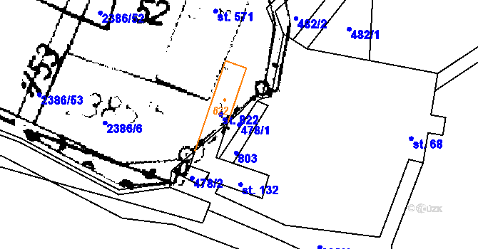 Parcela st. 478/1 v KÚ Chodovlice, Katastrální mapa