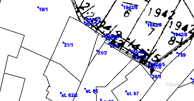 Parcela st. 21/2 v KÚ Chodovlice, Katastrální mapa