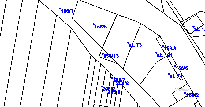 Parcela st. 156/13 v KÚ Chodovlice, Katastrální mapa