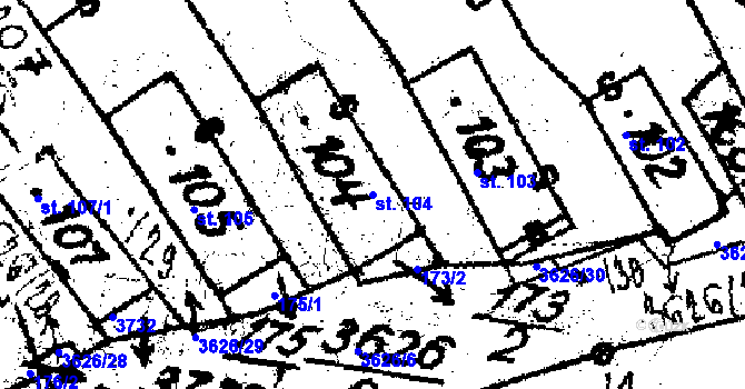 Parcela st. 104 v KÚ Chodská Lhota, Katastrální mapa