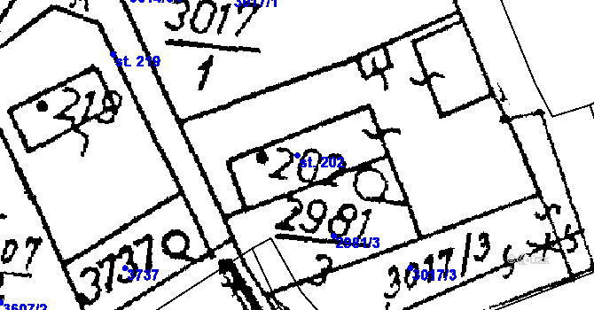 Parcela st. 202 v KÚ Chodská Lhota, Katastrální mapa