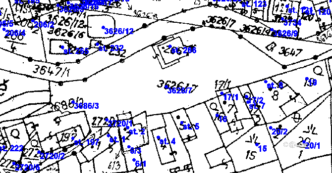 Parcela st. 3626/7 v KÚ Chodská Lhota, Katastrální mapa