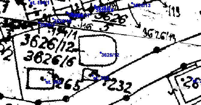 Parcela st. 3626/12 v KÚ Chodská Lhota, Katastrální mapa