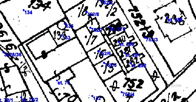 Parcela st. 752/6 v KÚ Chodská Lhota, Katastrální mapa