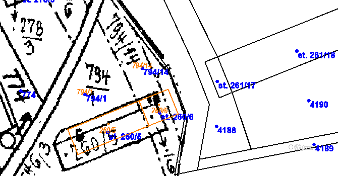 Parcela st. 794/15 v KÚ Chodská Lhota, Katastrální mapa