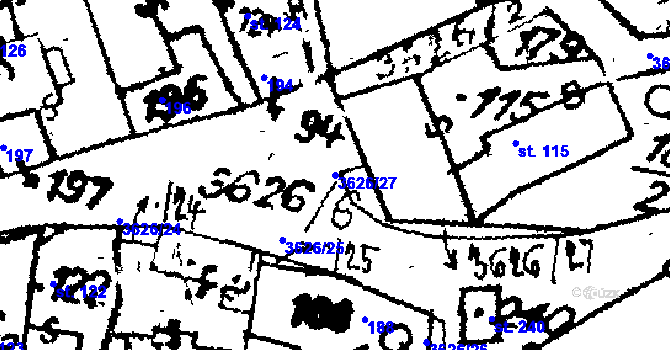 Parcela st. 3626/27 v KÚ Chodská Lhota, Katastrální mapa
