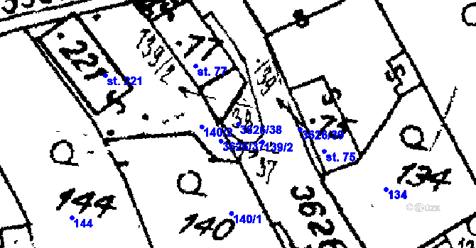 Parcela st. 3626/38 v KÚ Chodská Lhota, Katastrální mapa