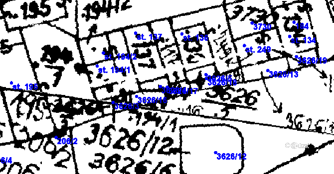 Parcela st. 3626/17 v KÚ Chodská Lhota, Katastrální mapa