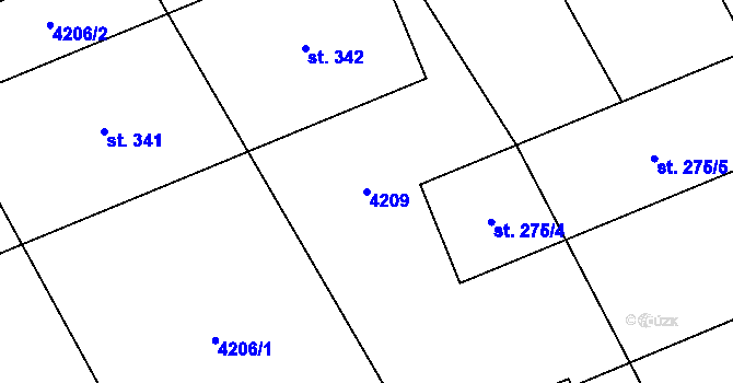 Parcela st. 4209 v KÚ Chodská Lhota, Katastrální mapa