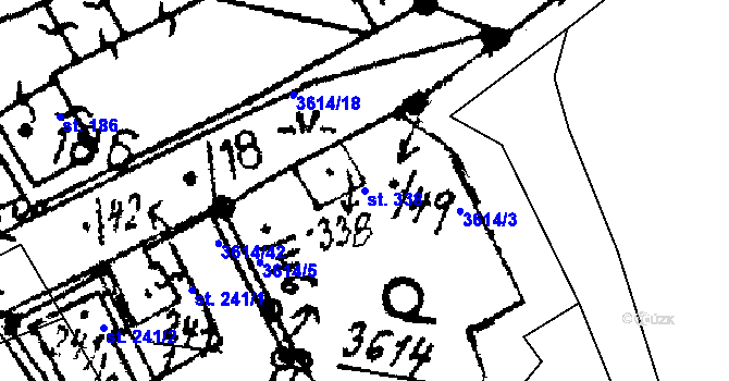 Parcela st. 338 v KÚ Chodská Lhota, Katastrální mapa