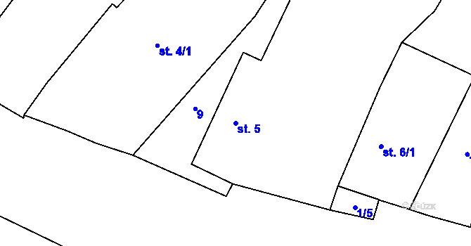 Parcela st. 5 v KÚ Horní Jadruž, Katastrální mapa