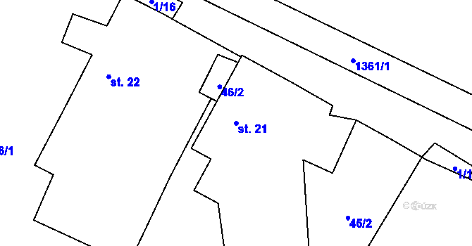 Parcela st. 21 v KÚ Horní Jadruž, Katastrální mapa