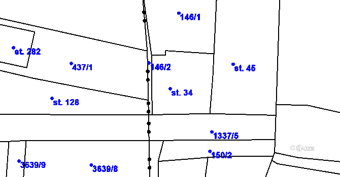 Parcela st. 34 v KÚ Horní Jadruž, Katastrální mapa