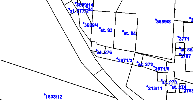 Parcela st. 276 v KÚ Chodský Újezd, Katastrální mapa