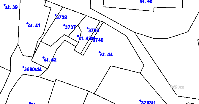 Parcela st. 44 v KÚ Chodský Újezd, Katastrální mapa