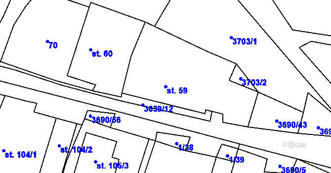 Parcela st. 59 v KÚ Chodský Újezd, Katastrální mapa