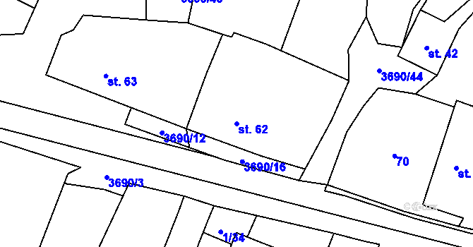 Parcela st. 62 v KÚ Chodský Újezd, Katastrální mapa
