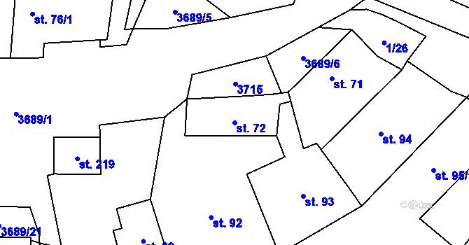 Parcela st. 72 v KÚ Chodský Újezd, Katastrální mapa