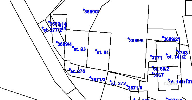 Parcela st. 84 v KÚ Chodský Újezd, Katastrální mapa