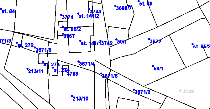 Parcela st. 85/1 v KÚ Chodský Újezd, Katastrální mapa